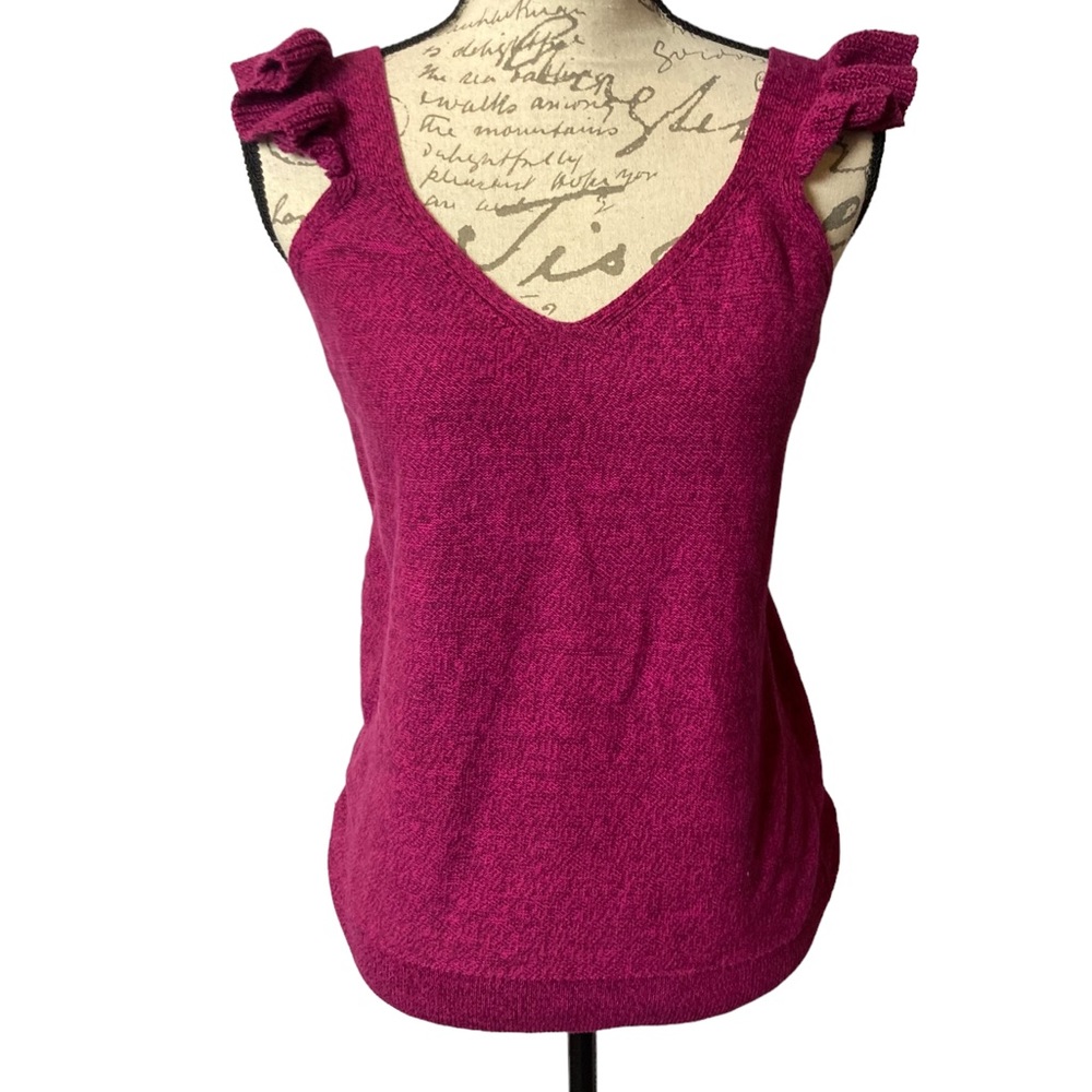 Loft pink marled cami  with ruffle shoulder strap detail size medium top